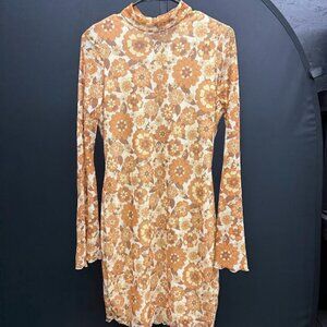 Shein Floral Groovy Bell Sleeve Dress